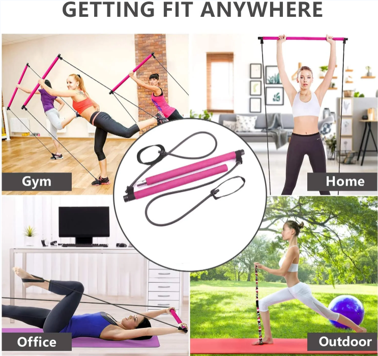 Exercite-se sempre que quiser Design leve, destacável e fácil de configurar.este bastão de pilates é fácil de guardar e transportar.pode ser usado em casa, na academia, no parque, no jardim ou no escritório.Você também pode levá-lo quando você viaja.