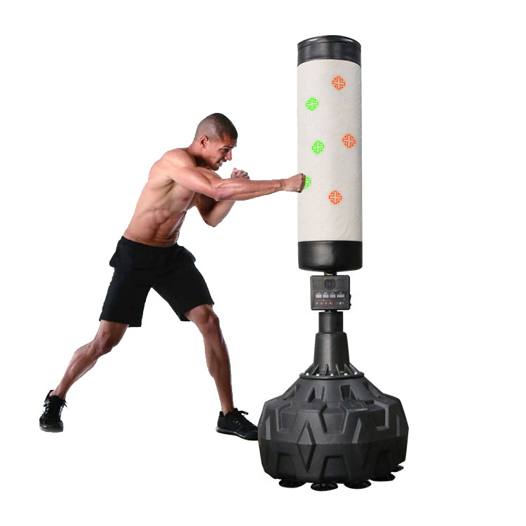 Sacos de boxe Para praticar habilidades de boxe, melhorando a força e resistência.Existem muitos tipos diferentes de sacos de pancadas, incluindo bolas rápidas, sacos de pancadas e sacos de pancadas tailandeses, entre outros.